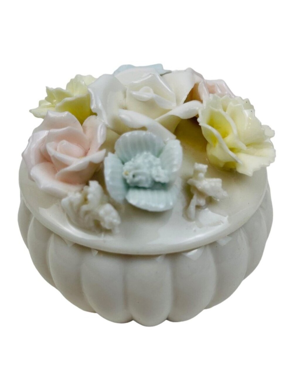 Vintage Ardalt Japan Verithin Lenwile China Pastel Flowers Trinket Box Dish READ
